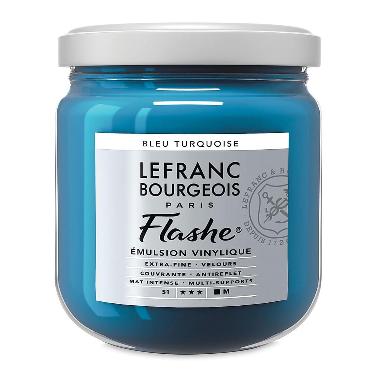 Lefranc & Bourgeois Flashe Vinyl Paint - Turquoise Blue, 400 ml jar